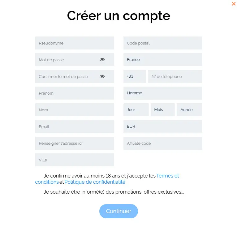 Processus d'inscription DomGame Casino